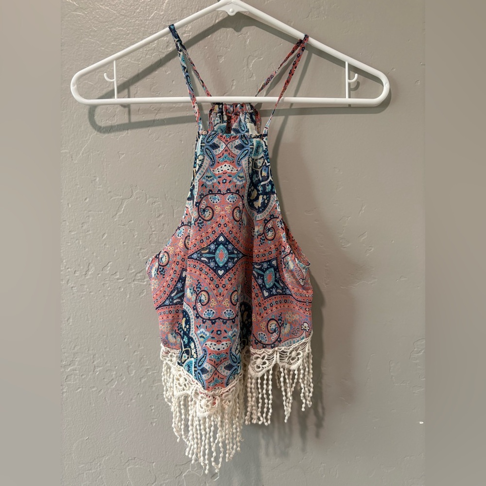 Love Tree Pink/Blue/White Spaghetti Strap Top